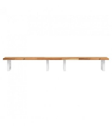 vidaXL Basin Shelf Wall Mounted Steel and Solid Wood A — Colour: dark brown and white, Size: 120 x 40 x 2 cm, Model: rectangular
