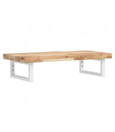 vidaXL Basin Shelf Wall Mounted Steel and Solid Wood Acacia — Colour: brown and white, Size: 80 x 40 x 4 cm, Model: rectangular