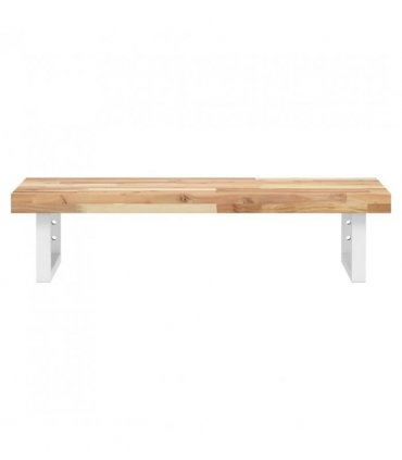 vidaXL Basin Shelf Wall Mounted Steel and Solid Wood Acacia — Colour: brown and white, Size: 80 x 40 x 4 cm, Model: rectangular