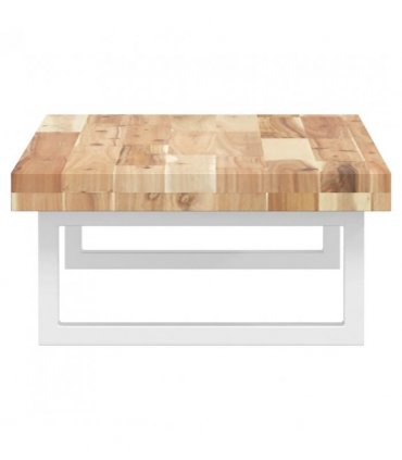 vidaXL Basin Shelf Wall Mounted Steel and Solid Wood Acacia — Colour: brown and white, Size: 80 x 40 x 4 cm, Model: rectangular