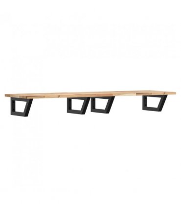vidaXL Basin Shelf Wall Mounted Steel and Solid Wood Acacia — Colour: brown and black, Size: 120 x 40 x 2 cm, Model: trapezium
