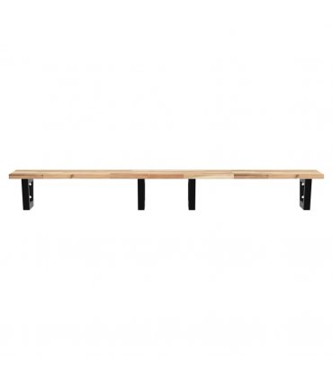 vidaXL Basin Shelf Wall Mounted Steel and Solid Wood Acacia — Colour: brown and black, Size: 120 x 40 x 2 cm, Model: trapezium