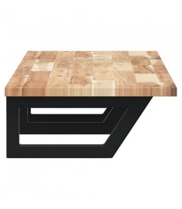 vidaXL Basin Shelf Wall Mounted Steel and Solid Wood Acacia — Colour: brown and black, Size: 120 x 40 x 2 cm, Model: trapezium