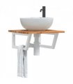vidaXL Basin Shelf Wall Mounted Steel and Solid Wood Acac — Colour: dark brown and white, Size: 50 x 50 x 2 cm, Model: trapezium