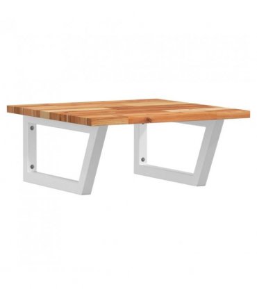 vidaXL Basin Shelf Wall Mounted Steel and Solid Wood Acac — Colour: dark brown and white, Size: 50 x 50 x 2 cm, Model: trapezium