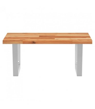 vidaXL Basin Shelf Wall Mounted Steel and Solid Wood Acac — Colour: dark brown and white, Size: 50 x 50 x 2 cm, Model: trapezium