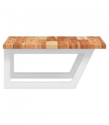 vidaXL Basin Shelf Wall Mounted Steel and Solid Wood Acac — Colour: dark brown and white, Size: 50 x 50 x 2 cm, Model: trapezium