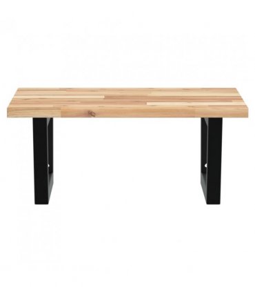 vidaXL Basin Shelf Wall Mounted Steel and Solid Wood Acacia — Colour: brown and black, Size: 50 x 50 x 2 cm, Model: trapezium