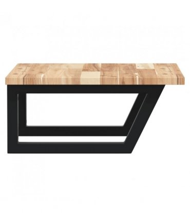 vidaXL Basin Shelf Wall Mounted Steel and Solid Wood Acacia — Colour: brown and black, Size: 50 x 50 x 2 cm, Model: trapezium