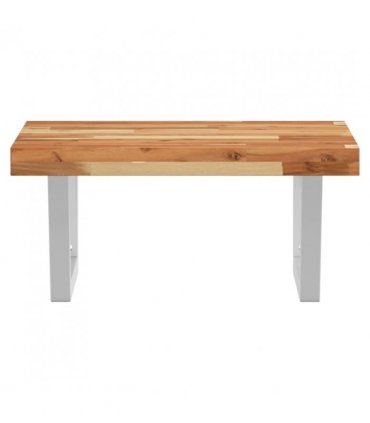 vidaXL Basin Shelf Wall Mounted Steel and Solid Wood Acac — Colour: dark brown and white, Size: 50 x 50 x 4 cm, Model: trapezium