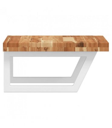 vidaXL Basin Shelf Wall Mounted Steel and Solid Wood Acac — Colour: dark brown and white, Size: 50 x 50 x 4 cm, Model: trapezium