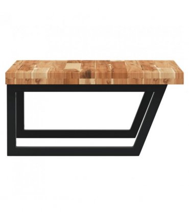 vidaXL Basin Shelf Wall Mounted Steel and Solid Wood Acac — Colour: dark brown and black, Size: 60 x 60 x 4 cm, Model: trapezium
