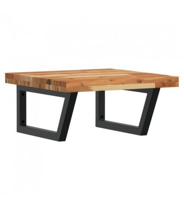 vidaXL Basin Shelf Wall Mounted Steel and Solid Wood Acac — Colour: dark brown and black, Size: 50 x 50 x 4 cm, Model: trapezium