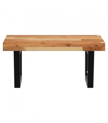 vidaXL Basin Shelf Wall Mounted Steel and Solid Wood Acac — Colour: dark brown and black, Size: 50 x 50 x 4 cm, Model: trapezium