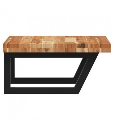 vidaXL Basin Shelf Wall Mounted Steel and Solid Wood Acac — Colour: dark brown and black, Size: 50 x 50 x 4 cm, Model: trapezium