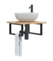 vidaXL Basin Shelf Wall Mounted Steel and Solid Wood Acacia — Colour: brown and black, Size: 50 x 50 x 2 cm, Model: rectangular