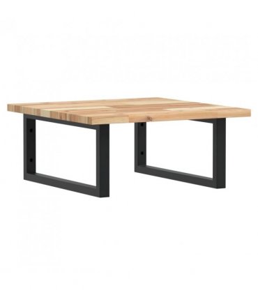 vidaXL Basin Shelf Wall Mounted Steel and Solid Wood Acacia — Colour: brown and black, Size: 50 x 50 x 2 cm, Model: rectangular