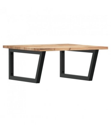 vidaXL Basin Shelf Wall Mounted Steel and Solid Wood Acacia — Colour: brown and black, Size: 60 x 60 x 2 cm, Model: trapezium