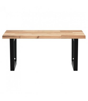 vidaXL Basin Shelf Wall Mounted Steel and Solid Wood Acacia — Colour: brown and black, Size: 60 x 60 x 2 cm, Model: trapezium