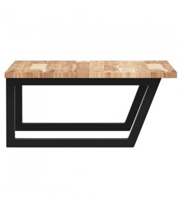 vidaXL Basin Shelf Wall Mounted Steel and Solid Wood Acacia — Colour: brown and black, Size: 60 x 60 x 2 cm, Model: trapezium