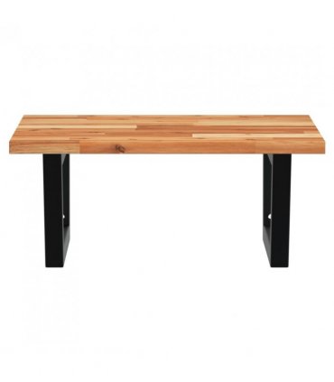 vidaXL Basin Shelf Wall Mounted Steel and Solid Wood Acac — Colour: dark brown and black, Size: 50 x 50 x 2 cm, Model: trapezium