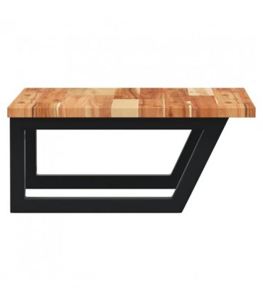 vidaXL Basin Shelf Wall Mounted Steel and Solid Wood Acac — Colour: dark brown and black, Size: 50 x 50 x 2 cm, Model: trapezium
