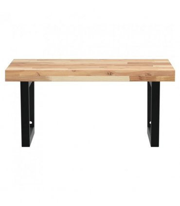 vidaXL Basin Shelf Wall Mounted Steel and Solid Wood Acacia — Colour: brown and black, Size: 60 x 60 x 4 cm, Model: trapezium