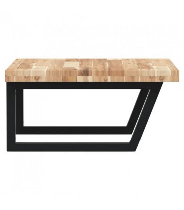 vidaXL Basin Shelf Wall Mounted Steel and Solid Wood Acacia — Colour: brown and black, Size: 60 x 60 x 4 cm, Model: trapezium