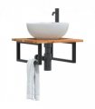 vidaXL Basin Shelf Wall Mounted Steel and Solid Wood Ac — Colour: dark brown and black, Size: 50 x 50 x 2 cm, Model: rectangular