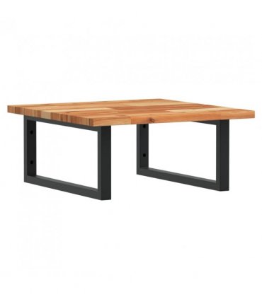 vidaXL Basin Shelf Wall Mounted Steel and Solid Wood Ac — Colour: dark brown and black, Size: 50 x 50 x 2 cm, Model: rectangular