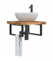 vidaXL Basin Shelf Wall Mounted Steel and Solid Wood Ac — Colour: dark brown and black, Size: 50 x 50 x 4 cm, Model: rectangular