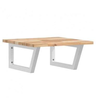 vidaXL Basin Shelf Wall Mounted Steel and Solid Wood Acacia — Colour: brown and white, Size: 50 x 50 x 2 cm, Model: trapezium
