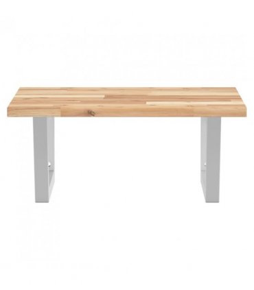 vidaXL Basin Shelf Wall Mounted Steel and Solid Wood Acacia — Colour: brown and white, Size: 50 x 50 x 2 cm, Model: trapezium