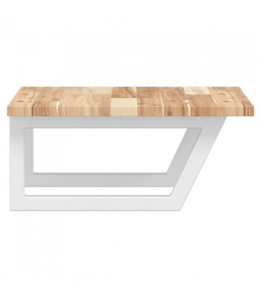 vidaXL Basin Shelf Wall Mounted Steel and Solid Wood Acacia — Colour: brown and white, Size: 50 x 50 x 2 cm, Model: trapezium
