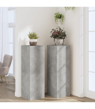 vidaXL Plant Stands 2 pcs Concrete Grey 33x33x100 cm Engineered Wood — Size: 33 x 33 x 100 cm