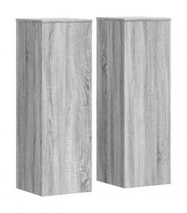 vidaXL Plant Stands 2 pcs Grey Sonoma 33x33x100 cm Engineered Wood — Size: 33 x 33 x 100 cm