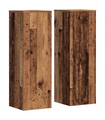 vidaXL Plant Stands 2 pcs Old Wood 33x33x100 cm Engineered Wood — Size: 33 x 33 x 100 cm