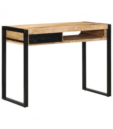 vidaXL Desk 100x50x75 cm Solid Rough Wood Mango — Colour: Natural wood