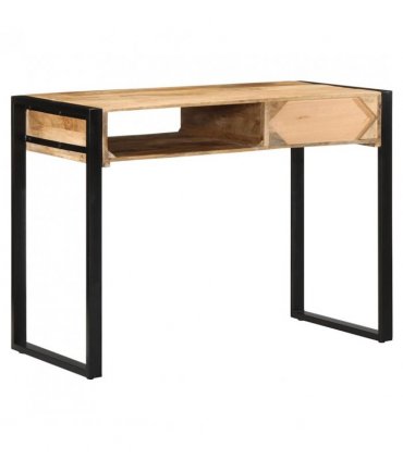 vidaXL Desk 100x50x75 cm Solid Rough Wood Mango — Colour: Natural wood