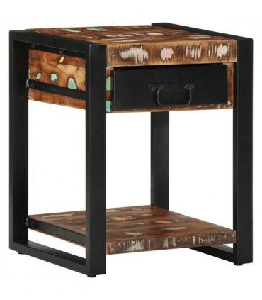 vidaXL Side Table Multicolour 40x40x50 cm Solid Wood Reclaimed — Size: 40 x 40 x 50 cm