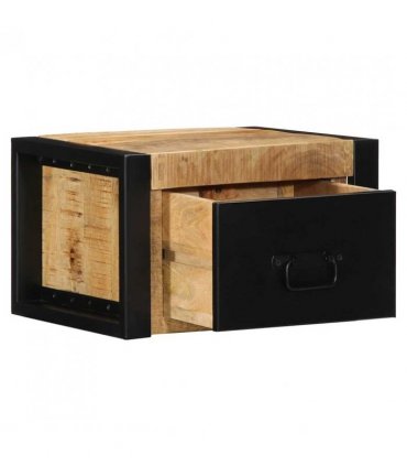 vidaXL Bedside Cabinet 40x35x25 cm Solid Rough Wood Mango — Colour: Natural wood