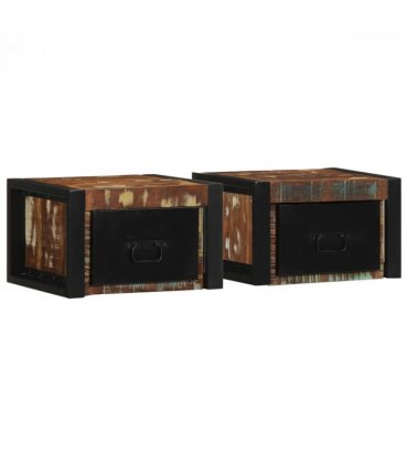 vidaXL Bedside Cabinets 2 pcs Multicolour 40x35x25 cm Solid Wood Reclaimed