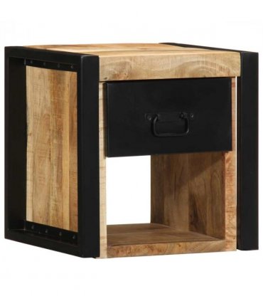 vidaXL Bedside Cabinet 40x35x40 cm Solid Rough Wood Mango — Colour: Natural wood
