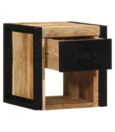 vidaXL Bedside Cabinet 40x35x40 cm Solid Rough Wood Mango — Colour: Natural wood