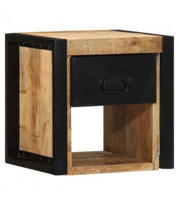 vidaXL Bedside Cabinet 40x35x40 cm Solid Rough Wood Mango — Colour: Natural wood