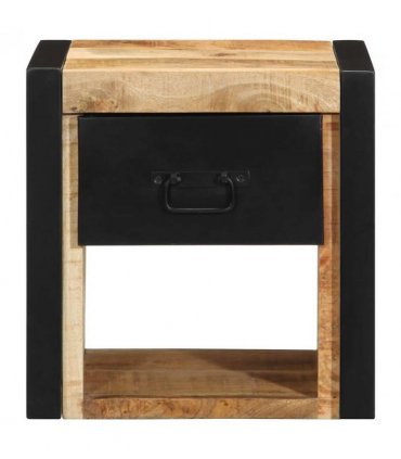 vidaXL Bedside Cabinet 40x35x40 cm Solid Rough Wood Mango — Colour: Natural wood