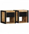 vidaXL Bedside Cabinets 2 pcs 40x35x40 cm Solid Rough Wood Mango — Colour: Natural wood
