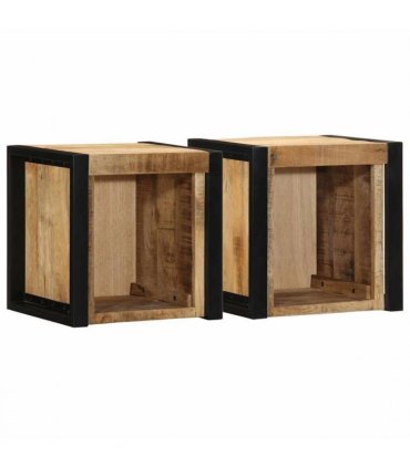 vidaXL Bedside Cabinets 2 pcs 40x35x40 cm Solid Rough Wood Mango — Colour: Natural wood — V0671987188