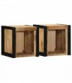 vidaXL Bedside Cabinets 2 pcs 40x35x40 cm Solid Rough Wood Mango — Colour: Natural wood — V0671987188