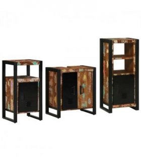 vidaXL Bathroom Furniture Set with Drawer 3 pcs Solid Reclaim Wood